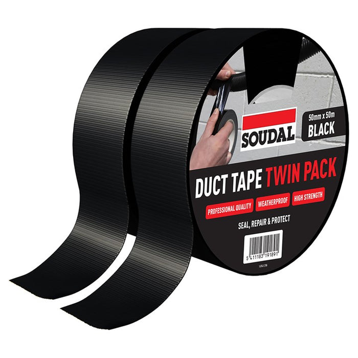 Soudal duct tape twin pack - BLACK (50mm x 50m )