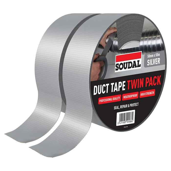 Soudal duct tape twin pack - SILVER (50mm x 50m)