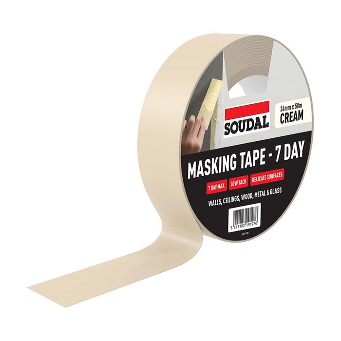 Soudal 7 day masking tape - CREAM (24mm x 50m)