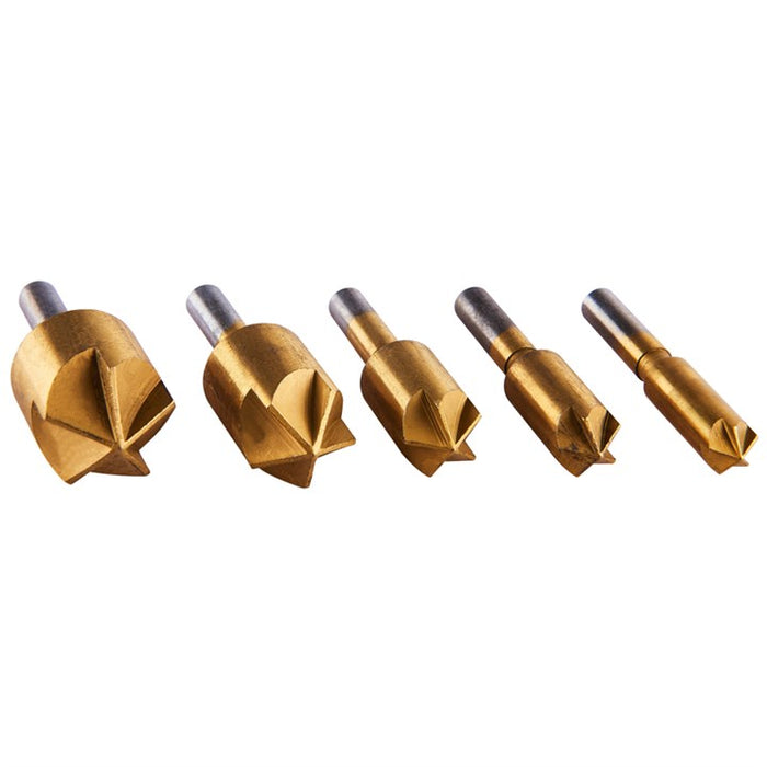 5 piece titanium-coated countersink bit set