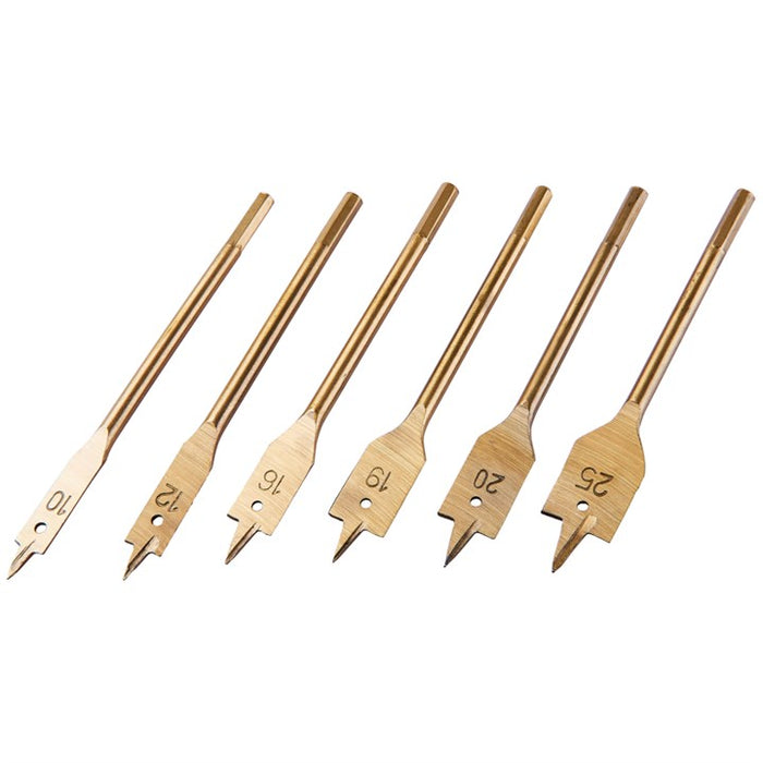 6 Piece titanium flat wood bit set