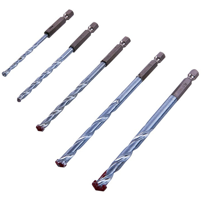 5 Piece hex shank masonry drill bit set