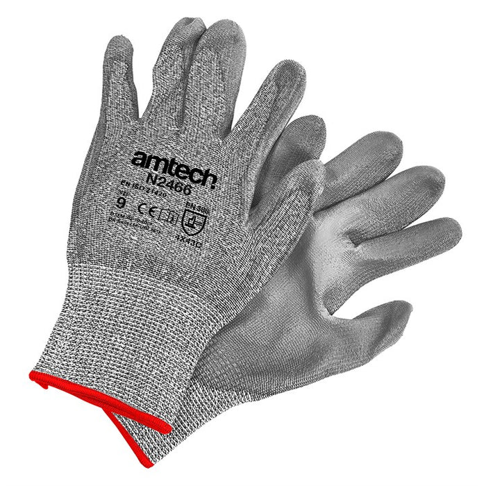 Cut resistant PU coated work gloves (Size 9)