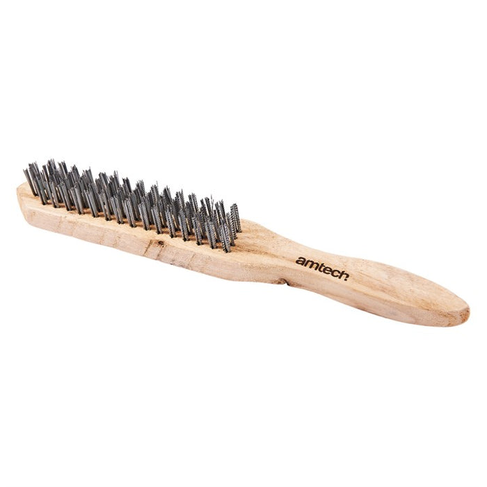 4 Row wire brush with wooden handle