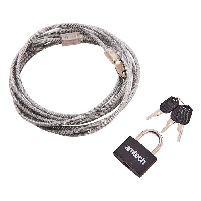 300cm (120") x 4mm security cable with padlock