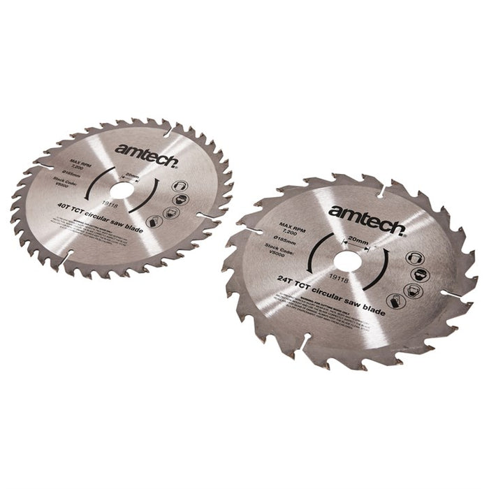 2 Piece 185mm tungsten carbide circular saw blade set