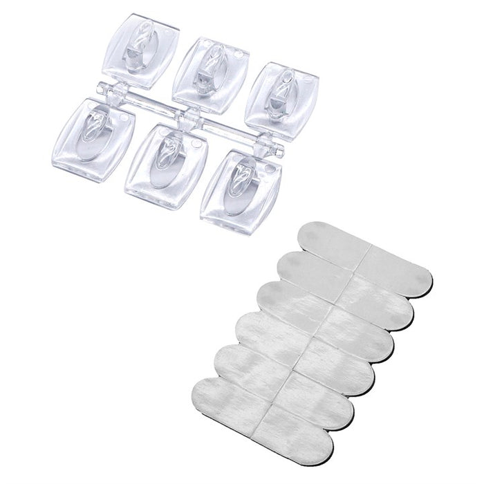 6 Piece transparent removable hook set (2.2cm x 2.8cm)